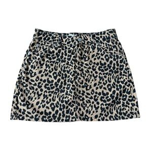 Topshop Animal Print Denim Mini Skirt